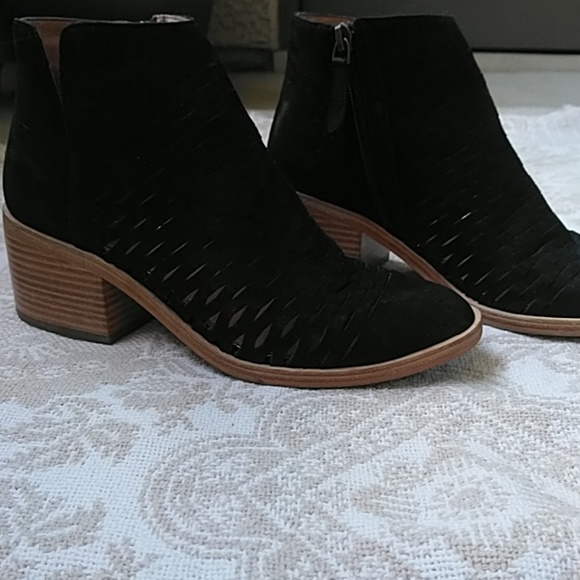 Nordstrom Shoes - Black Vegan Suede Perferated Booties